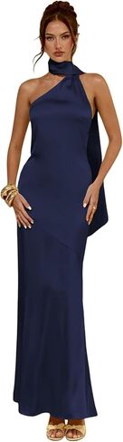 Jicht Satin Prom Dresses Long for Women Mermaid Halter Evening Gown with Scarf JAC014 in Saudi Arabia