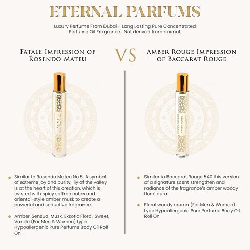 عطر فاخر من دبي - عطر زيتي مركز ونقي يدوم طويلاً، خالٍ من الكحول، مناسب للسفر - للجنسين للرجال والنساء - 10 مل in Saudi Arabia