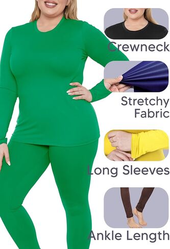 STRETCH IS COMFORT طقم نسائي من Oh So Soft بياقة دائرية وأكمام طويلة وطماق | تمتد الزي 2 قطعة | مقاس عادي وكبير S-5X in Saudi Arabia