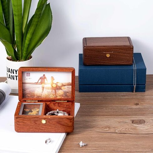 Wooden Jewelry Music Box with Photo Frame, Jewelry Organizer Storage Box Wind Up Musica Box Gifts For Women Men Girls Christmas Birthday (You are my sunshine) in Saudi Arabia