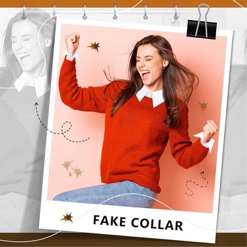6 Pack Dickey Collar for Women Detachable White Fake Collar for Shirts with Cuffs Half False Blouse Dickey in Saudi Arabia