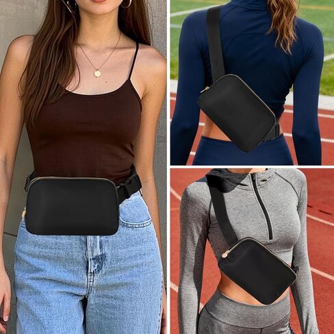 Cross Body Fanny Pack for Women,Fashion Waist Packs Crossbody Bags,Belt Bag with Adjustable Strap - Black in Saudi Arabia