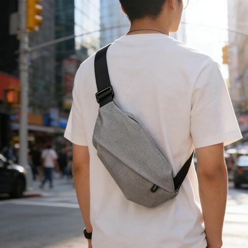 Men’s Sling Bum Bags, Fashion Shoulder Chest Bag with 2 Zipper Pocket, Waist Bag with Adjustable Strap for Daily Use (Gray) in Saudi Arabia