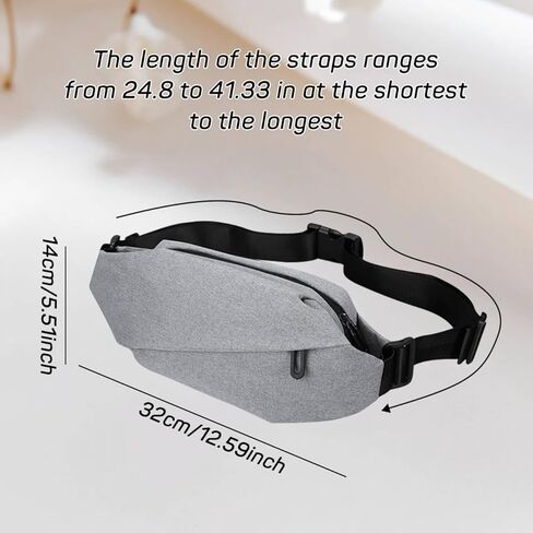 Men’s Sling Bum Bags, Fashion Shoulder Chest Bag with 2 Zipper Pocket, Waist Bag with Adjustable Strap for Daily Use (Gray) in Saudi Arabia