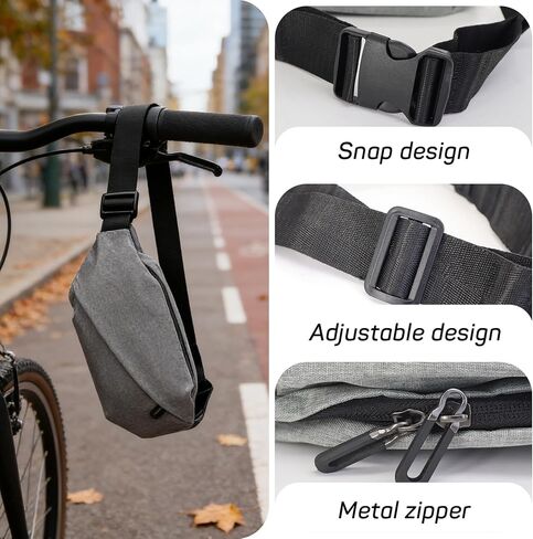 Men’s Sling Bum Bags, Fashion Shoulder Chest Bag with 2 Zipper Pocket, Waist Bag with Adjustable Strap for Daily Use (Gray) in Saudi Arabia