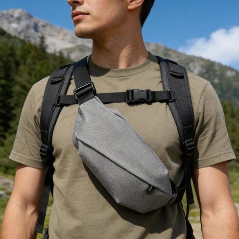 Men’s Sling Bum Bags, Fashion Shoulder Chest Bag with 2 Zipper Pocket, Waist Bag with Adjustable Strap for Daily Use (Gray) in Saudi Arabia