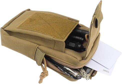 Backpack Shoulder Strap Attachment Pouch, Molle Zipper Pocket for Cell Phone, Lightweight Bag for Outdoor Activities(Khaki) in Saudi Arabia