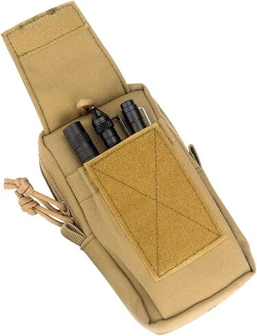 Backpack Shoulder Strap Attachment Pouch, Molle Zipper Pocket for Cell Phone, Lightweight Bag for Outdoor Activities(Khaki) in Saudi Arabia