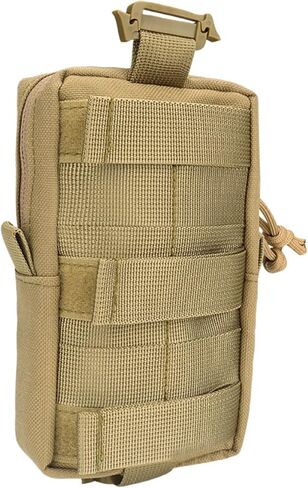 Backpack Shoulder Strap Attachment Pouch, Molle Zipper Pocket for Cell Phone, Lightweight Bag for Outdoor Activities(Khaki) in Saudi Arabia