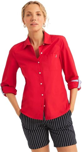 Nautica Women's Button Front Long Sleeve Roll Tab Shirt, in Saudi Arabia