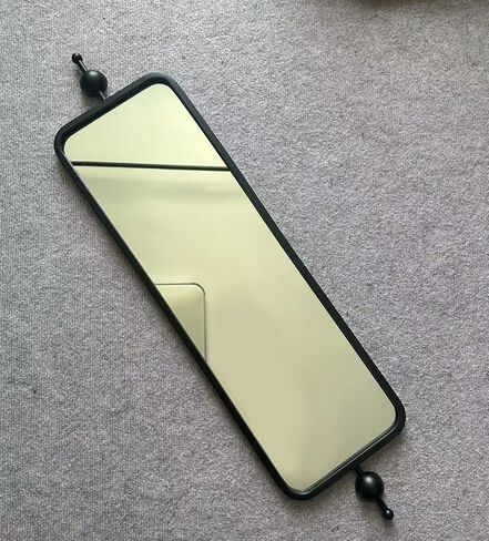 Black Arched Mirror for Narrow Space Home Decor, Metal Rectangle Frame with Rounded Corners Mirror for Ling Room Enterway 9" X 36‘ in Saudi Arabia
