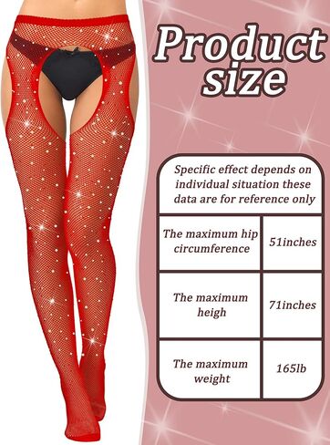 Geyoga 4 Pcs Rhinestone Fishnet Stockings Sparkly High Waist Fishnet Tights Women Suspender Pantyhose Thigh High Garter (Red, Skin, Coffee, Black) in Saudi Arabia
