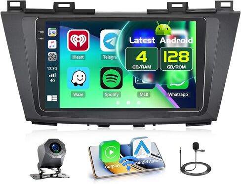 for Mazda 5 CW 2010-2015 Android Car Stereo 9" Touch Screen with Wireless Carplay Android Auto, Radio Dash Kit GPS Navigation WiFi Bluetooth SWC Mirror Link, Mic Backup Camera in Saudi Arabia