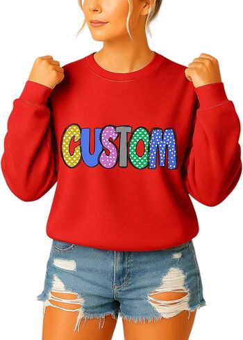 Personalized Name Sweatshirt, Custom Colorful Letters Unisex Cozy Crewneck, Custom Text Pullover for Adults in Saudi Arabia