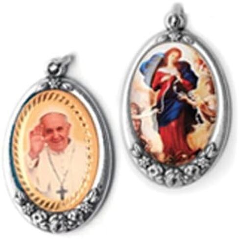 Mary Undoer of Knots Maria Desatanudos/Pope Francis Silver Plated Full Color Medal Blessed by Pope Francis in Saudi Arabia
