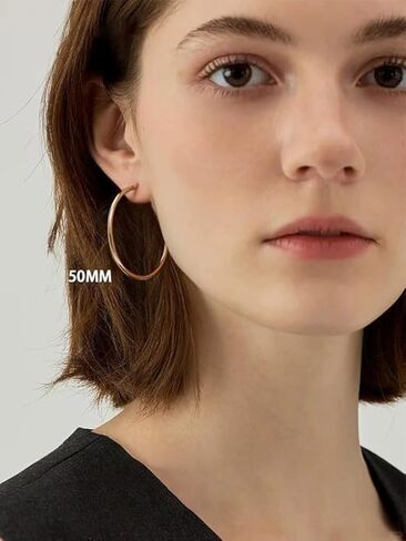 أقراط دائرية من الذهب عيار 14 قيراط للنساء أقراط من الذهب عيار 14 قيراط حلق ذهبي لامع كلاسيكي للنساء in Kuwait