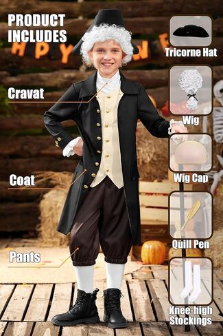 BesserBay 8 Pieces Boys Colonial Outfits 18th Century American Set 6-14 Years in Saudi Arabia