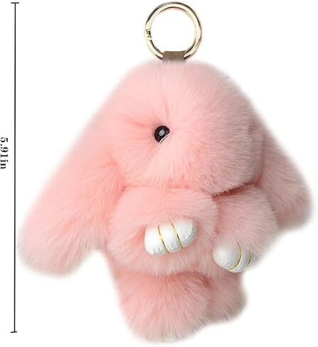 1pc Soft Cute Bunny Keychain Plush Fluffy Pom Pom Keychain for Women in Saudi Arabia