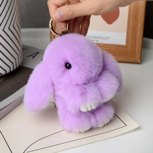 1pc Soft Cute Bunny Keychain Plush Fluffy Pom Pom Keychain for Women in Saudi Arabia