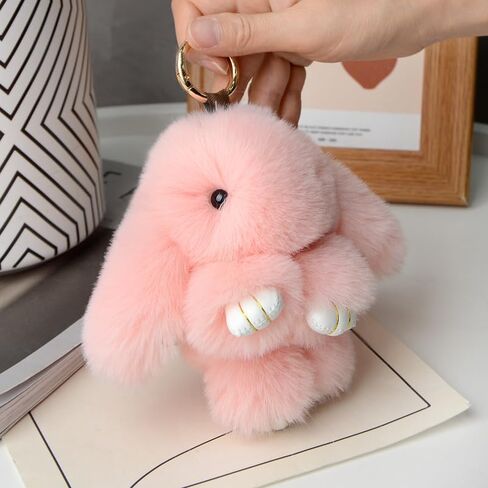 1pc Soft Cute Bunny Keychain Plush Fluffy Pom Pom Keychain for Women in Saudi Arabia
