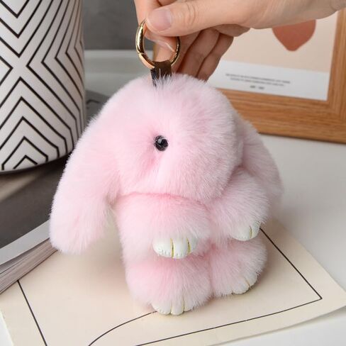 1pc Soft Cute Bunny Keychain Plush Fluffy Pom Pom Keychain for Women in Saudi Arabia