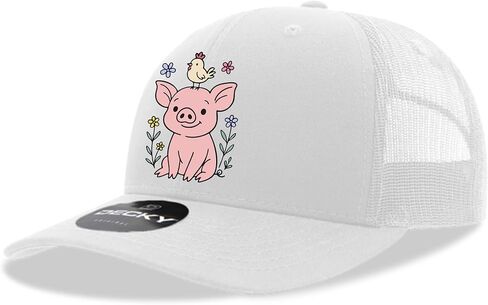 Trenz Shirt Company Youth Embroidered Snapback Girls Mesh Trucker Hat - Piglet and Chicken Design in Saudi Arabia