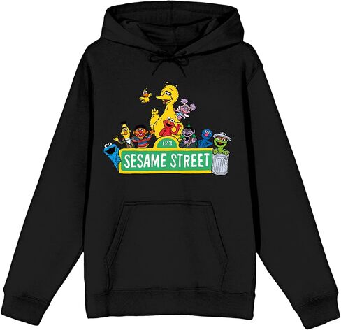 سترة بقلنسوة برسومات سوداء للسيدات من علامة شارع Sesame Street والشخصيات المفضلة in Kuwait