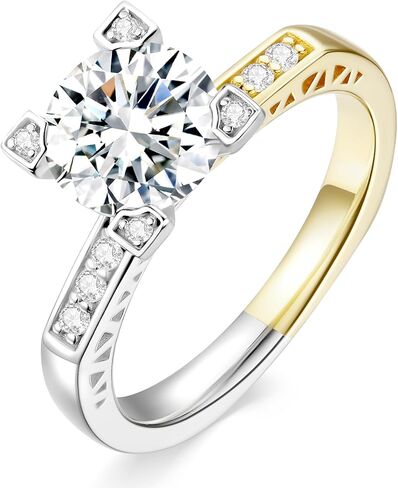 1.5 Carat Moissanite Engagement Rings for Women, Round Cut D Color VVS1 Solitaire 925 Sterling Silver with 9K Gold Plated, Engagement Anniversary Promise Ring for Her in Saudi Arabia