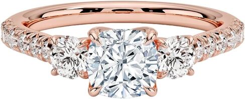 1-7 قيراط خاتم الخطوبة مويسانيتي 10K 14K 18K الذهب الصلب و 925 الفضة الاسترليني 3 حجر لهجة مويسانيتي خاتم الخطوبة هدية عيد الميلاد للنساء in Kuwait