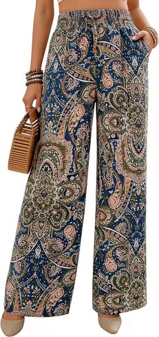 Women's Palazzo Lounge Pants Casual Wide Leg Pants High Waist Flowy Toursers in Saudi Arabia