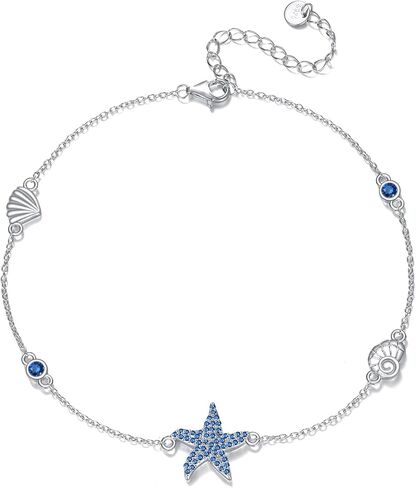 Dolphin/Seal/Turtle/Starfish Anklet for Women Sterling Silver Crystal Anklet Beach Jewelry Gift for Women in Saudi Arabia