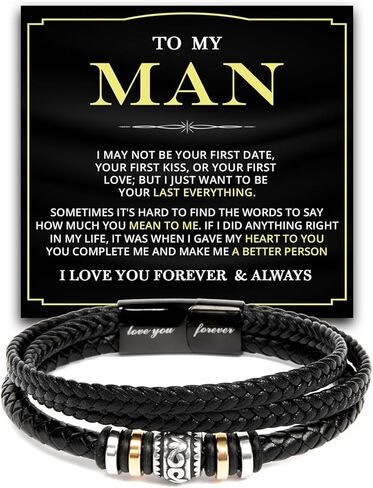 To My Man Bracelet Love You Forever, Bracelets Birthday Valentines Christmas Wedding Jewelry Gifts for Him, Boyfriend Gifts for Men, Bracelet for Husband, Romantic Gift for Man in Kuwait