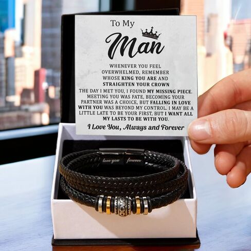 To My Man Bracelet Love You Forever, Bracelets Birthday Valentines Christmas Wedding Jewelry Gifts for Him, Boyfriend Gifts for Men, Bracelet for Husband, Romantic Gift for Man in Kuwait