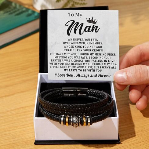 To My Man Bracelet Love You Forever, Bracelets Birthday Valentines Christmas Wedding Jewelry Gifts for Him, Boyfriend Gifts for Men, Bracelet for Husband, Romantic Gift for Man in Kuwait