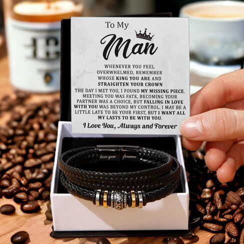 To My Man Bracelet Love You Forever, Bracelets Birthday Valentines Christmas Wedding Jewelry Gifts for Him, Boyfriend Gifts for Men, Bracelet for Husband, Romantic Gift for Man in Kuwait