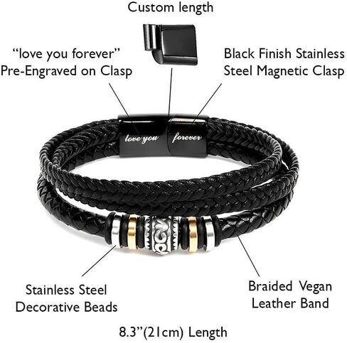 To My Man Bracelet Love You Forever, Bracelets Birthday Valentines Christmas Wedding Jewelry Gifts for Him, Boyfriend Gifts for Men, Bracelet for Husband, Romantic Gift for Man in Kuwait