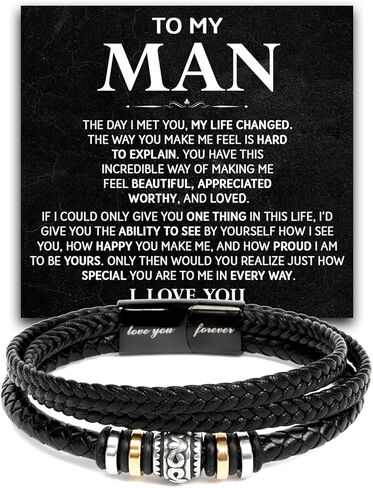 To My Man Bracelet Love You Forever, Bracelets Birthday Valentines Christmas Wedding Jewelry Gifts for Him, Boyfriend Gifts for Men, Bracelet for Husband, Romantic Gift for Man in Kuwait