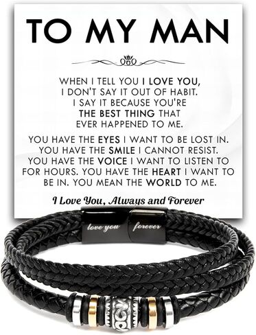 To My Man Bracelet Love You Forever, Bracelets Birthday Valentines Christmas Wedding Jewelry Gifts for Him, Boyfriend Gifts for Men, Bracelet for Husband, Romantic Gift for Man in Kuwait