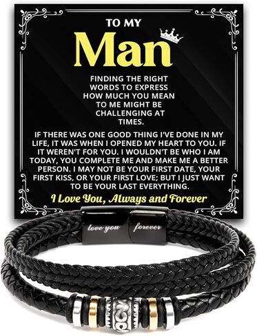 To My Man Bracelet Love You Forever, Bracelets Birthday Valentines Christmas Wedding Jewelry Gifts for Him, Boyfriend Gifts for Men, Bracelet for Husband, Romantic Gift for Man in Kuwait