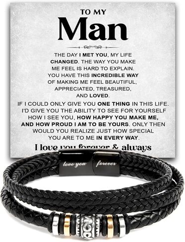 To My Man Bracelet Love You Forever, Bracelets Birthday Valentines Christmas Wedding Jewelry Gifts for Him, Boyfriend Gifts for Men, Bracelet for Husband, Romantic Gift for Man in Kuwait