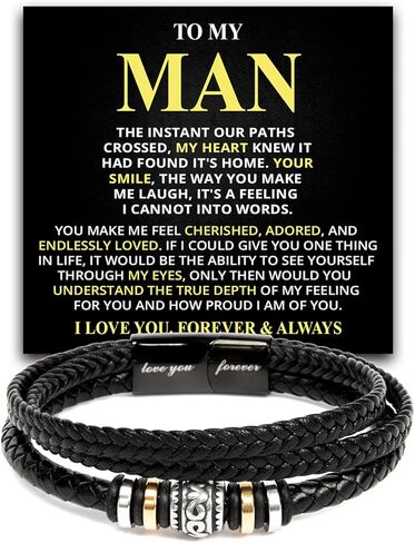 To My Man Bracelet Love You Forever, Bracelets Birthday Valentines Christmas Wedding Jewelry Gifts for Him, Boyfriend Gifts for Men, Bracelet for Husband, Romantic Gift for Man in Kuwait