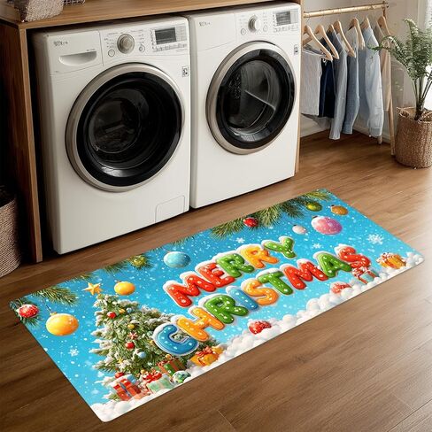 Snowman Family Laundry Room Rug 20x47 Inch – Non-Slip Winter Runner Mat for Laundry Room, Entryway, Christmas Decor in Saudi Arabia