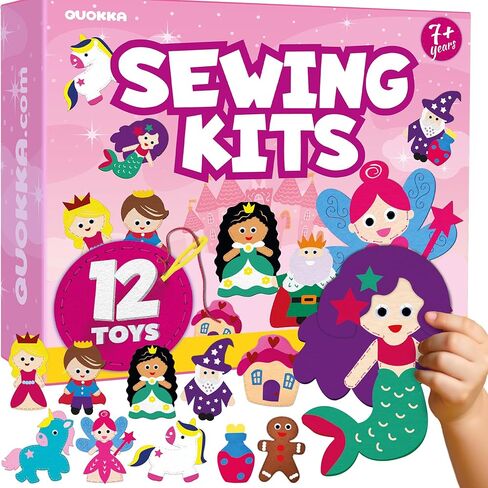 Quokka Kids Crafts Ages 4-8 ، DIY Beginner Needle and Thread Kit - 12 Wild Dinosaurs Kit Basic - Fun Arts Crafts for Kids Vens in Kuwait