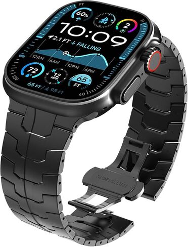 Wingle Metal Band for Apple Watch Band Ultra 2/Ultra Band 49mm Men ، Series 10 46mm ، 9/8/7 45mm ، SE/6/5/4 44mm ، 3/2/1 42 ​​مم ، فرق فولاذية مقاوم للصدأ مع حزام قابلة للطي Iwatch سوار الارتباط ، التيتانيوم in Kuwait