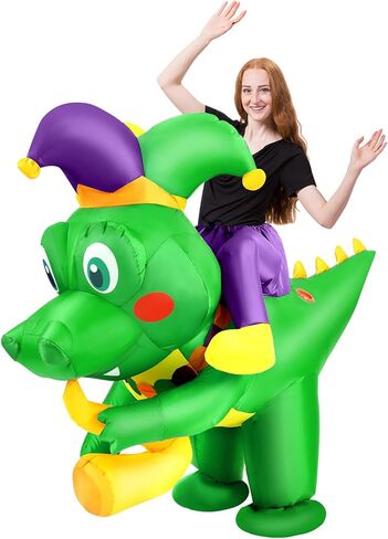 Civaner Mardi Gras outfit Mardi Gras Inflatable Crocodile Costume for women men Inflatable Carnival Ride Crocodile Funny Theme Costume Saxophone Scene Men's and Women's Blow up Role Cosplay Party in Saudi Arabia