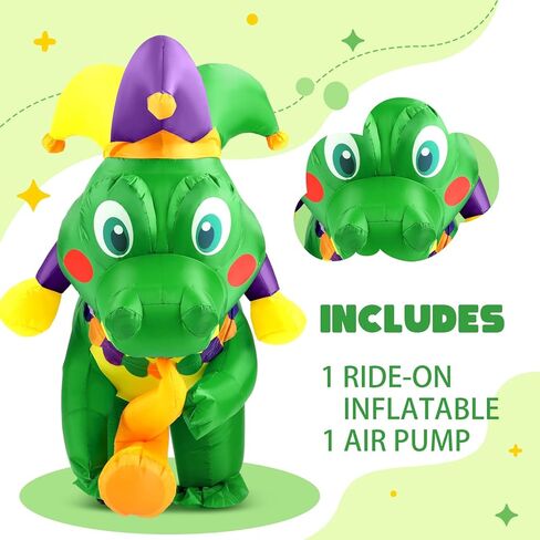Civaner Mardi Gras outfit Mardi Gras Inflatable Crocodile Costume for women men Inflatable Carnival Ride Crocodile Funny Theme Costume Saxophone Scene Men's and Women's Blow up Role Cosplay Party in Saudi Arabia