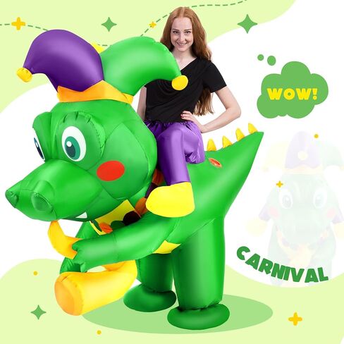 Civaner Mardi Gras outfit Mardi Gras Inflatable Crocodile Costume for women men Inflatable Carnival Ride Crocodile Funny Theme Costume Saxophone Scene Men's and Women's Blow up Role Cosplay Party in Saudi Arabia