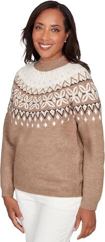 Alfred Dunner Women's Fair Isle Gold Studded Sweater in Saudi Arabia