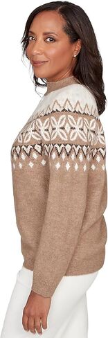 Alfred Dunner Women's Fair Isle Gold Studded Sweater in Saudi Arabia
