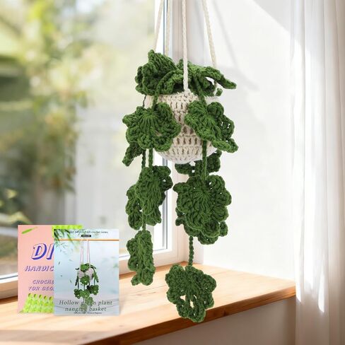 kdafio Crochet Kit for Beginners, Hanging Potted Plants Crochet Starter Kit with Step-by-Step Video Tutorials Complete Crochet Kit for Beginners Decoration (Green Grass Plants) in Saudi Arabia